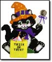 9 x 9" 2D Halloween Kitty with lollipop and Trick or Treat Bag  $30  Click on image for enlarged view.