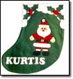 11 x 13" Green Felt Santa Personalized Stocking $20.  Click on image for enlarged view.